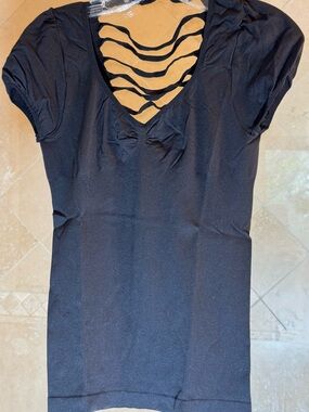 Women's Black Strappy-Back Top